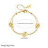 Gold Plated Layered Cubic Zirconia Bracelet Dainty Round Charm Chain Jewelry
