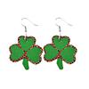 Women Fashion ST. Patrick's Day Green Drop Shape Printing  Earrings Ear Studs