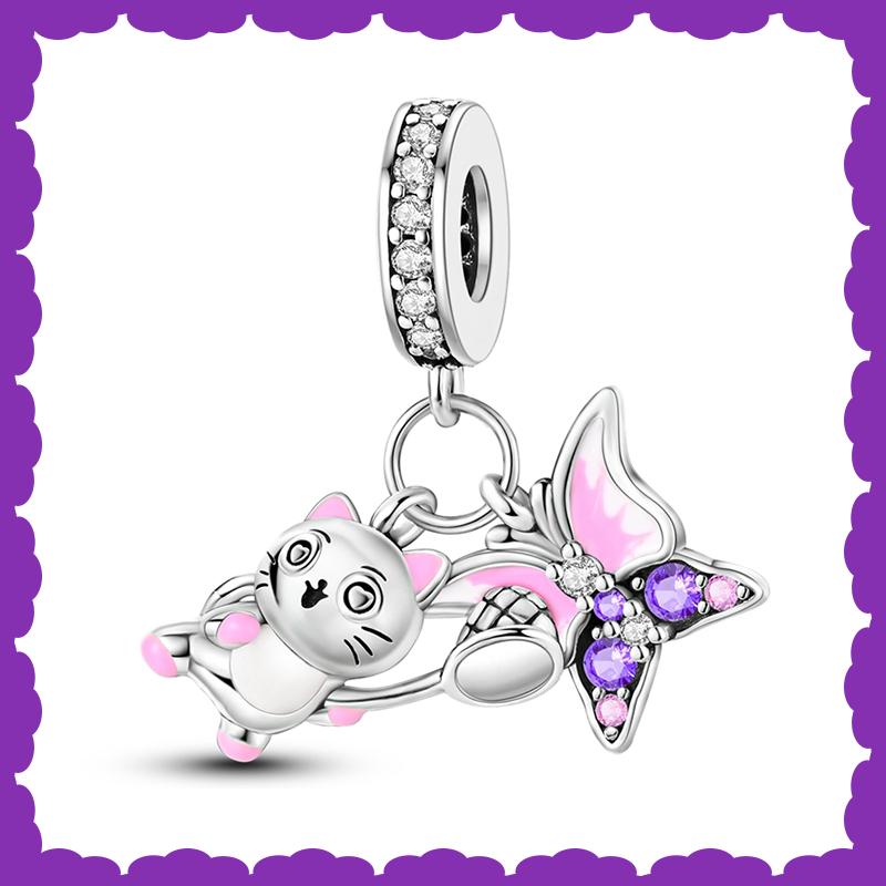 New Copper Fashion Rubik'S Cube Kitten Swing Skull Charm Bead For 3Mm Bracelet Diy Fine Jewelry Making Gift