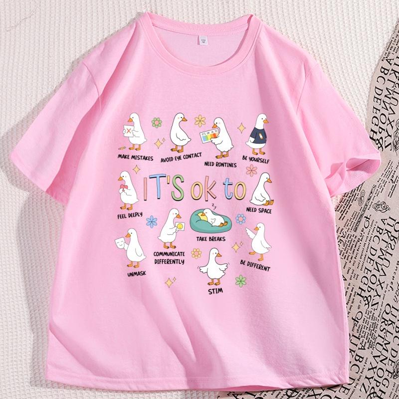 Its Ok To Be Different Autism Goose Tshirt Comfort Special Education Teacher Tee Comfortable Round Neck Short Sleeve Tshirt