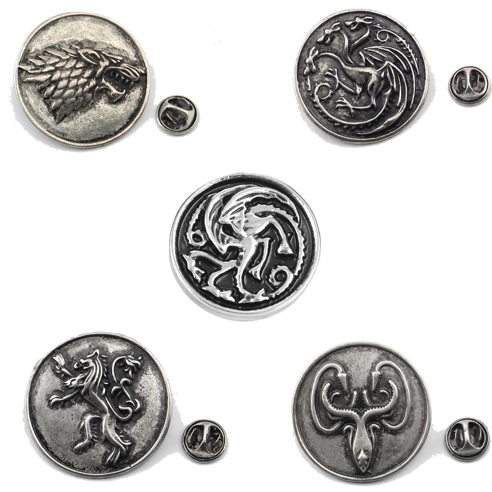 5 шт. Игра Престолов Брошь Рука Королей Лед и Пламя Значок Чешуя Дракона Говори Больше Ретро Мода Кино Подарок Косплей Аксессуары