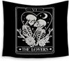 Gothic Skeleton Tapestry, Goth Skull Couples Tapestry Wall Hanging, Witchy the Lovers Tarot Card Wall Blanket Backdrop Decor for