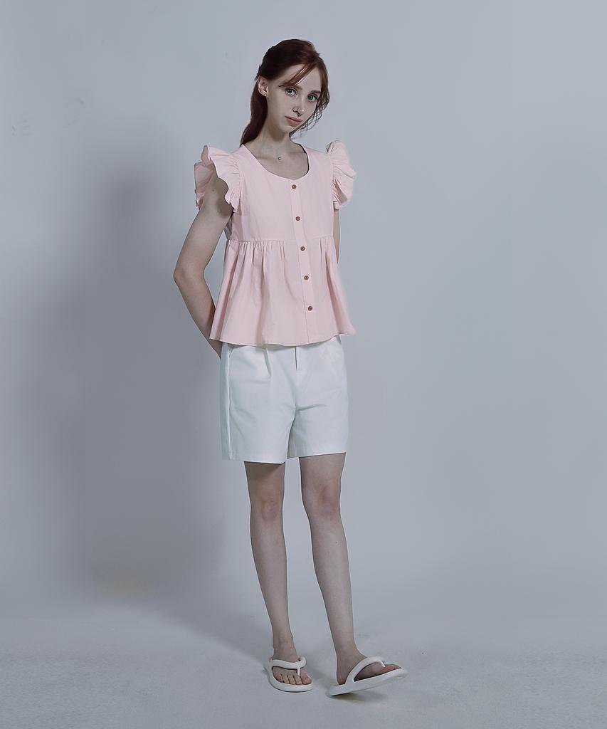 Keulleiseu Shoulder Frill Sleeveless Blouse_Purple