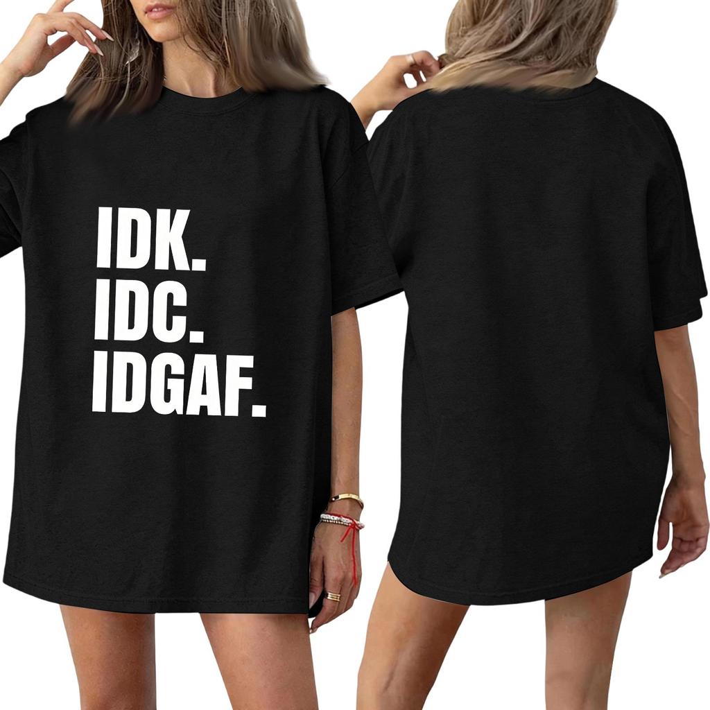 Women's Color Neck Funny Letter Print Short Sleeve T-Shirt