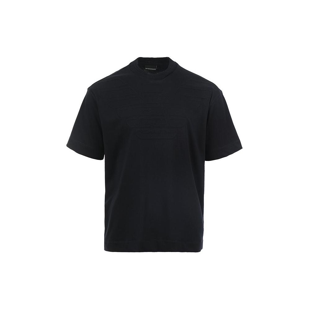 Emporio Armani Ss24 Einfarbig Rundhals Pullover Buchstaben Logo Schlanke Passform Kurzarm T-Shirt Herren T-Shirts Dunkelblau 3D1T94-1JWZZ-0962