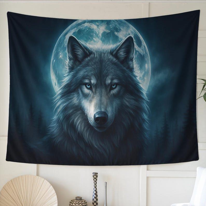Wolf Full Moon tapestry 75x100 чёрный