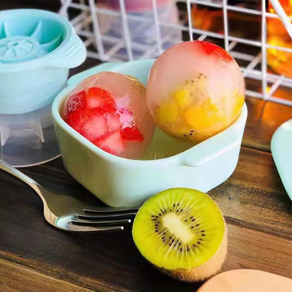 4Pcs Silicone Round Mould For Wine Drink Cocktail Barbecue Home Hiking Holiday Ball Cube Mold Reusable Sphere Ice Maker