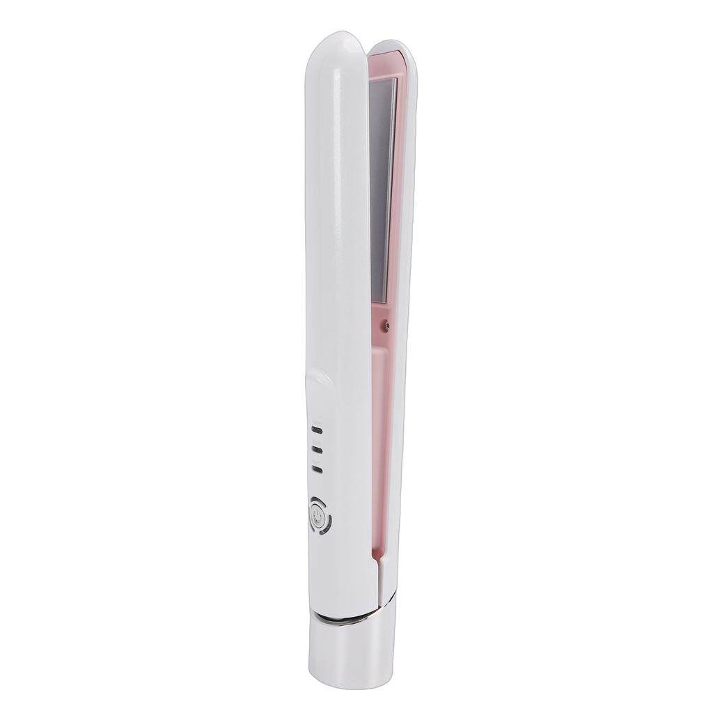 Cordless Flat Iron 3 Heat Settings 2600mAh Battery Ceramic Mini Hair Straightener Curler for Travel Use White