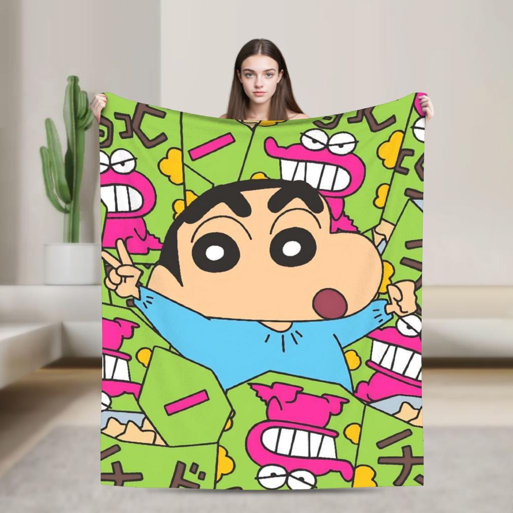 Shinchans Sleep Cartoon Blanket Cover Coral Fleece Plush Super Soft Throw Blankets For Outdoor Travel Bedroom Quilt