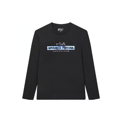 Letter Print Casual Sports Crew Neck Long Sleeve T-Shirt Men Tops Black F11M038214GBK