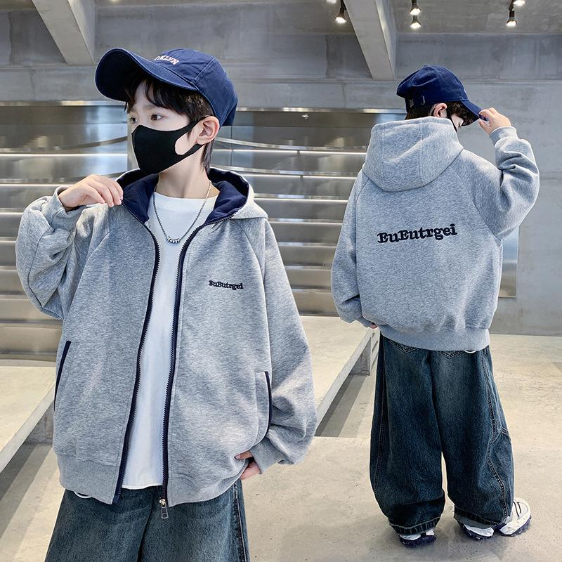 Boys' 2025 Autumn Hooded Top - Casual Korean Style for Older Kids