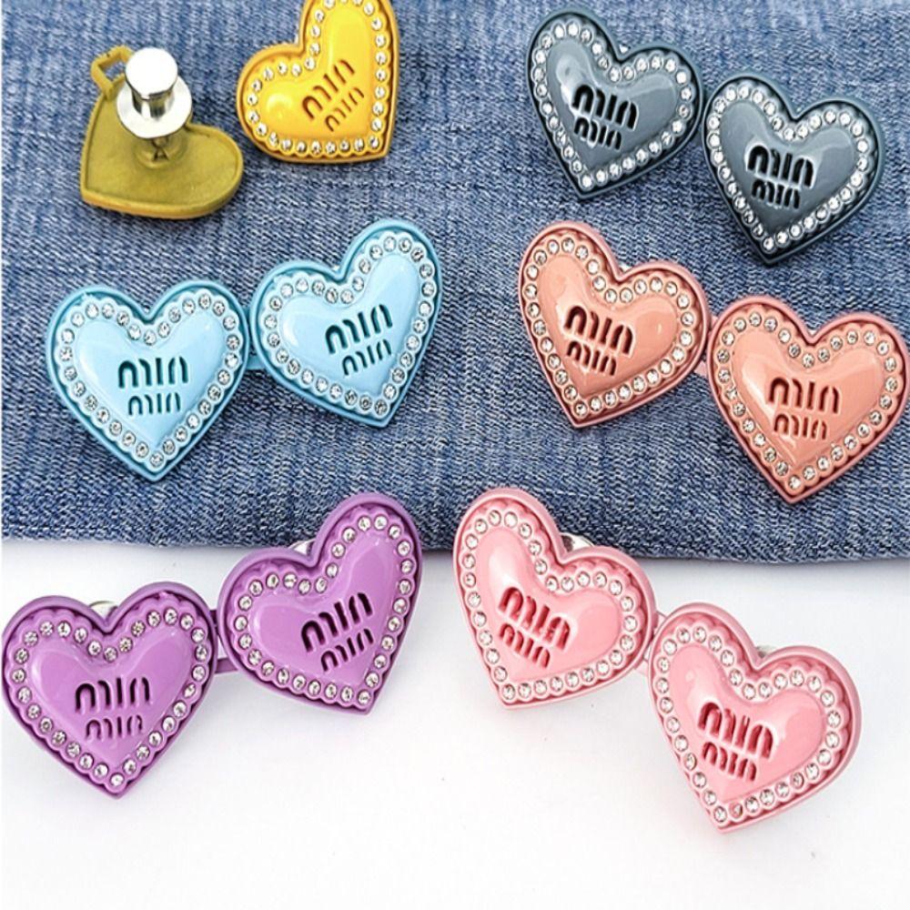 

Crystal Pants Button Tightener Heart Jean Fit Tighten Buckles Tighten Waist Buckle Women бежевый