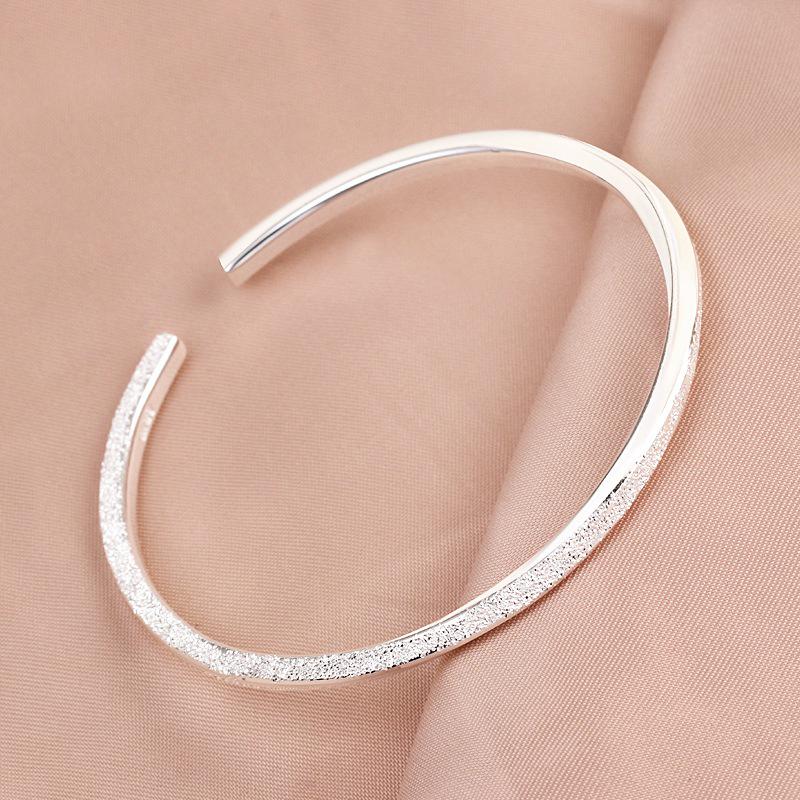 Genuine 9999 Sterling Silver Mobius Open Bangle for Women - Young, Versatile, Simple, Ins Style, Thin Pure Silver Bracelet 9999 Pure Silver