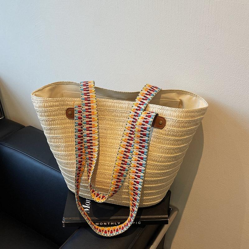 

Плетеная соломенная сумка женская большой вместимости новая весенне-летняя повседневная на плечо сумка-тоут курортный ветер пляжная сумка