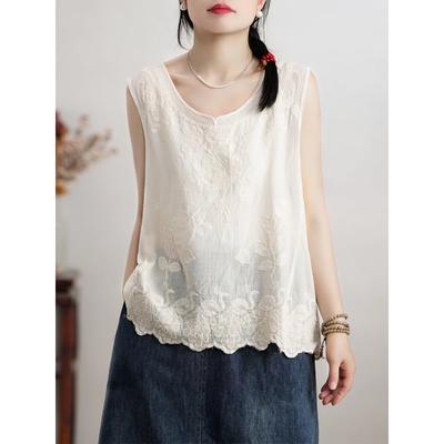 DIMANAF 2025 Women Sleeveless Summer Basic T-Shirt Fashion Tops Tees Casual Loose White Tees