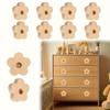 12pcs Wooden Flower Knob Pull Handles Solid Wood Drawer Cabinet Grips with Mounting Screws Furniture Wardrobe Decorative Handles