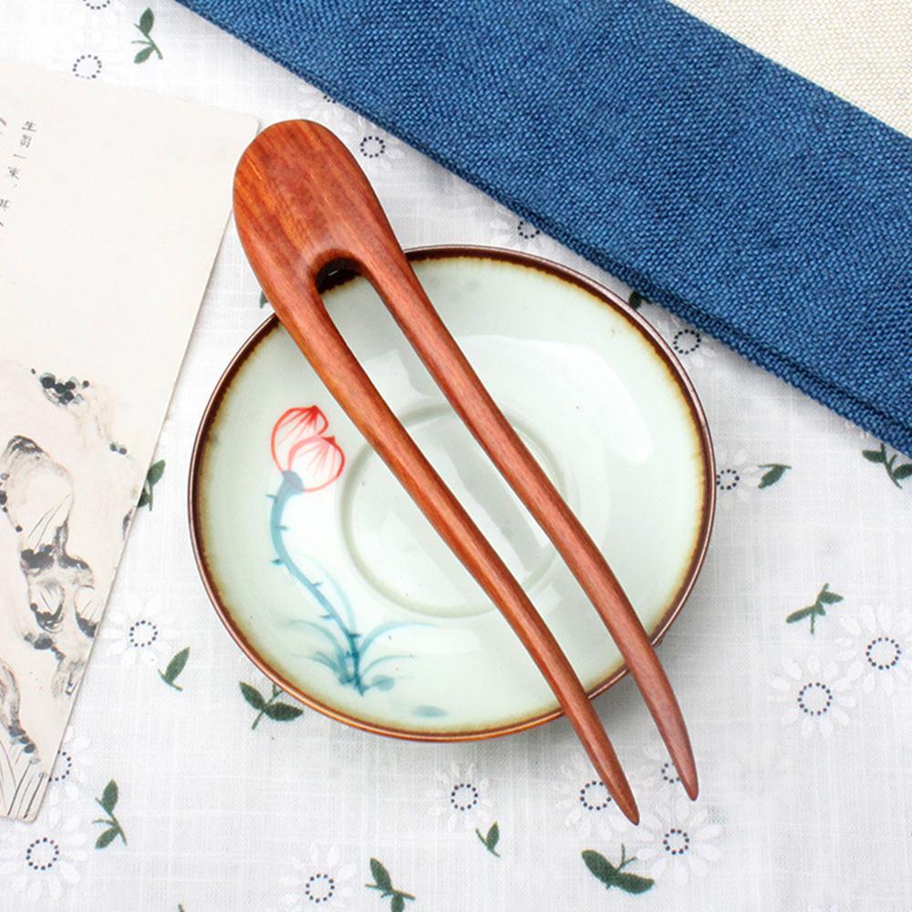 Simple Chinese Hair Sticks Wooden U Shaped Hair Forks for Women Hair Bun Maker Hairpins Accessories Retro Fashion Headpieces