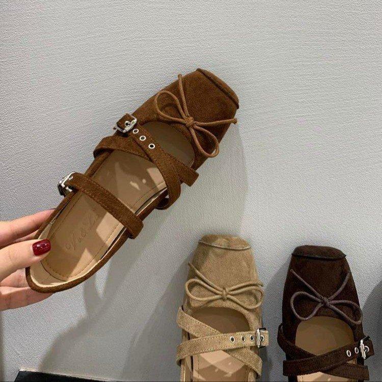 Retro Niche Design Flat-bottomed Square Head Single Shoes Ballet Shoes Early Autumn New French Silver Mary Jane Shoes Women's Shoes