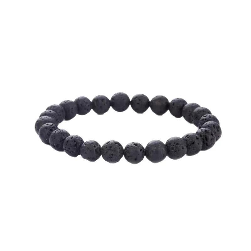 6-12MM Natural Volcanic Beads Bracelet Men Black Lava Bracelets Essential Oil Diffuser Elastic Chain Bangles For Women Jewelry