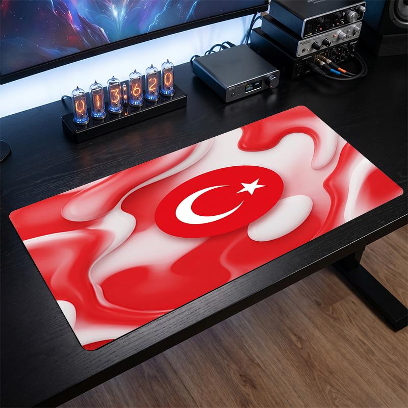 Turkey Football Crest Mouse Pad, Extended Non Slip Rubber Desk Mat for Gaming Office Laptop Fan Gift