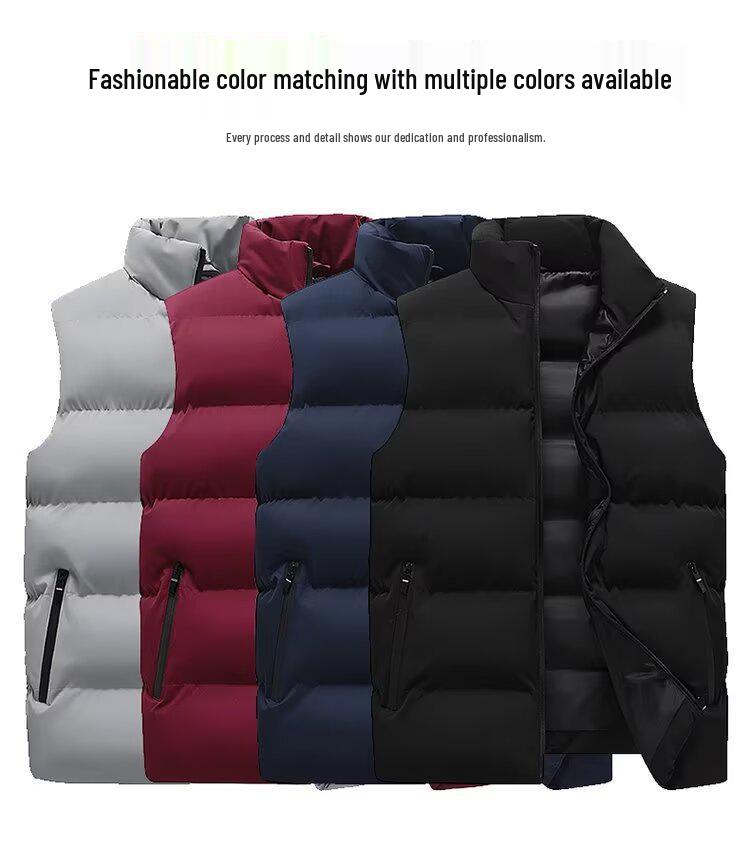 Men's Casual Thickened Vest - Warm, Solid Color for Autumn/Winter