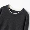 Pure Cashmere Color Block Round Neck Knit Sweater - Women's Long Sleeve Loose Fit Base Layer for Fall/Winter