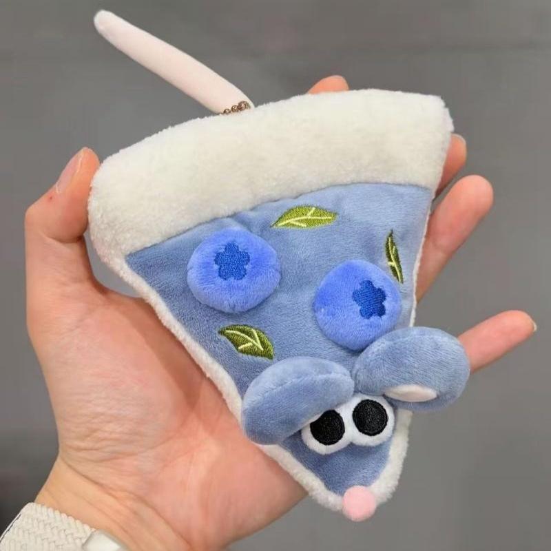 Niedlicher Pizza-Maus Plüsch Schlüsselanhänger Kreatives Essens-Plüschtier Puppe Tasche Anhänger Lustiges Ratten Kuscheltier Für Freunde Geburtstagsgeschenk Kawaii