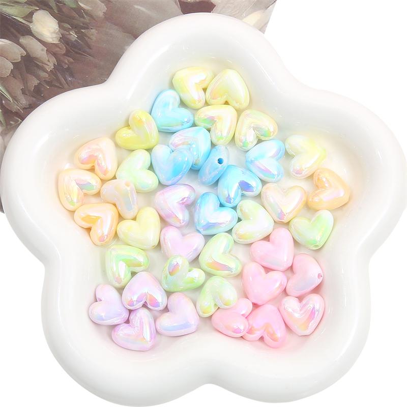 200Pcs Acrylic Beads Heart Charms Beads For DIY Bracelet Necklace Jewelry Making