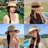 French Elegant Straw Hat With Wide Brim For Summer Sun Protection