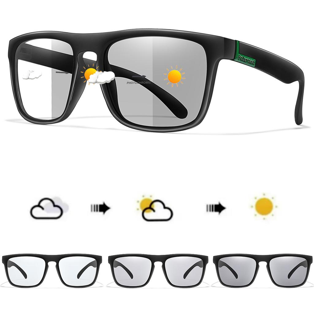 Photochromic Cycling Sunglasses for Men and Women Square Glasses Outdoor Sports Running, Hiking , Baseball