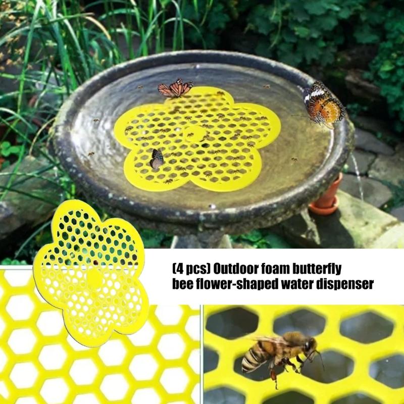 4PCs Floating Bees Watering Stations Platforms Garden Decoration Safe Landing Pads For Butterflies Pollinators In Pond