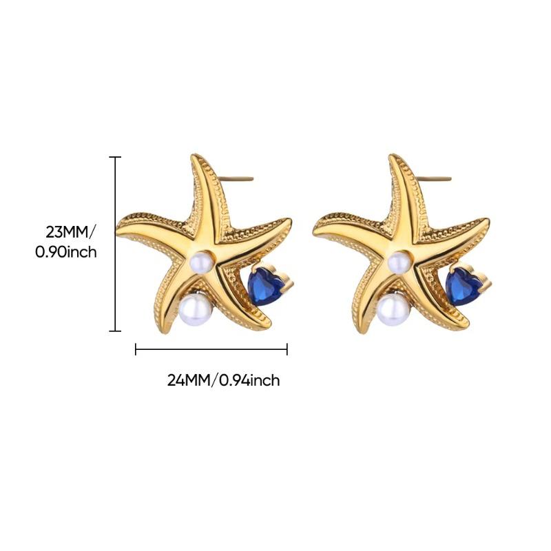 Temperament slightly inlaid zircon shell flower stud earrings high sense fashion exquisite earrings retro personality trend earrings