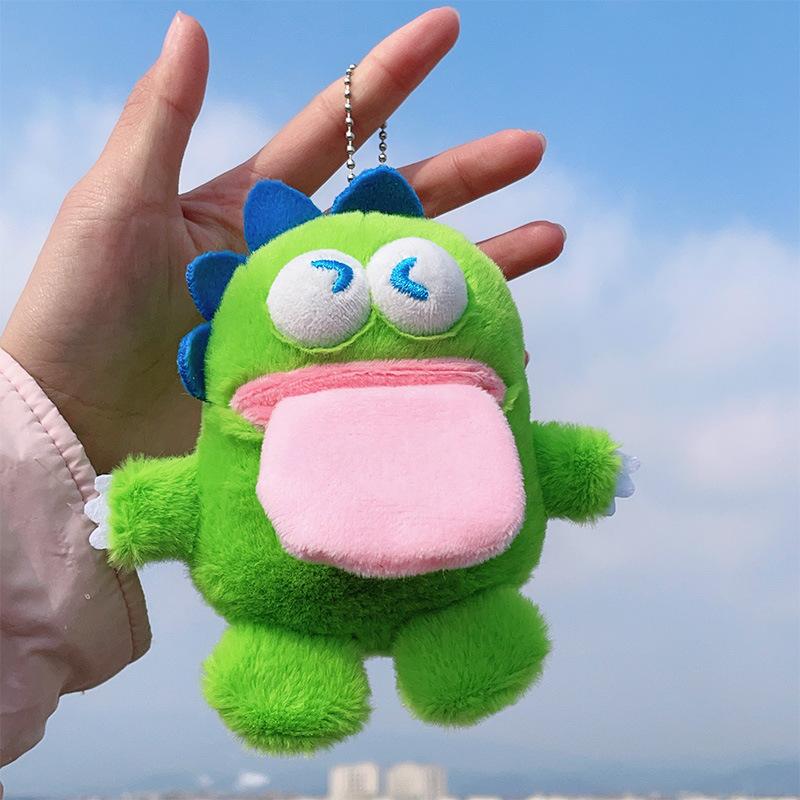 

Adorable Plush Short Tonguesticking Dinosaur Bag Accessory For Kids Green Pink And зелений