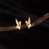 Japanese Style Stainless Steel Cat Ear Studs & Angel Wings Feather Earrings
