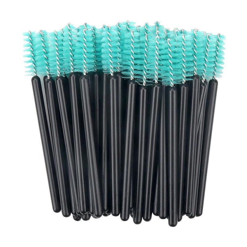 Pack of 50 Disposable Mini Nylon Eyelash and Eyebrow Brushes with Solid Handles