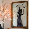 Halloween Window Decor Stickers Witch Window Clings with Witch Black Cat Bat Patterns Gothic Spooky Atmosphere for Glass Window