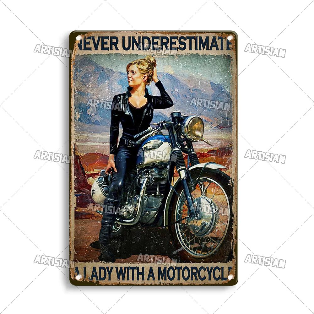 Artisian Motorcycle Metal Sign Motorbike  Tin Plaque Racing Riding Decorative Poster Wall Decor Garage Bar Pub Club Hotel Caf