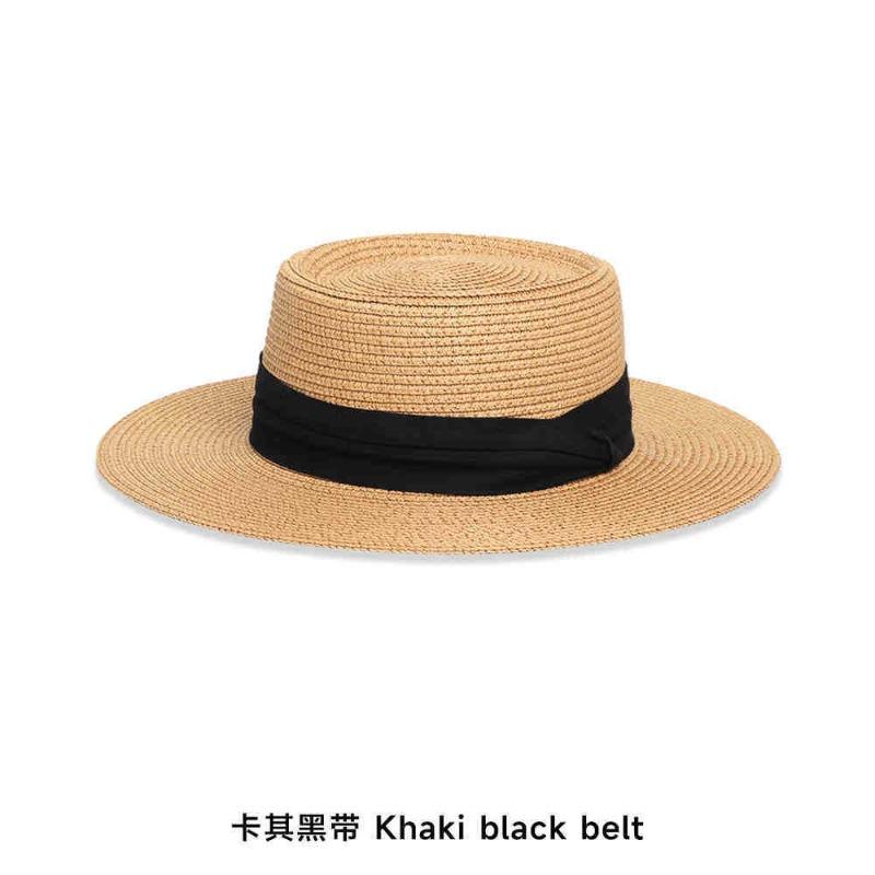 Flat top sunshade straw hat women's straw hat casual wind summer sun protection seaside vacation photo beach hat