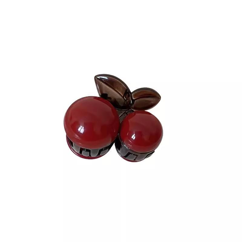 Ankela Red Cherry Claw Clip: Elegant Hair Accessory for Bangs, Side, High Ponytail, or Half-Up Styles