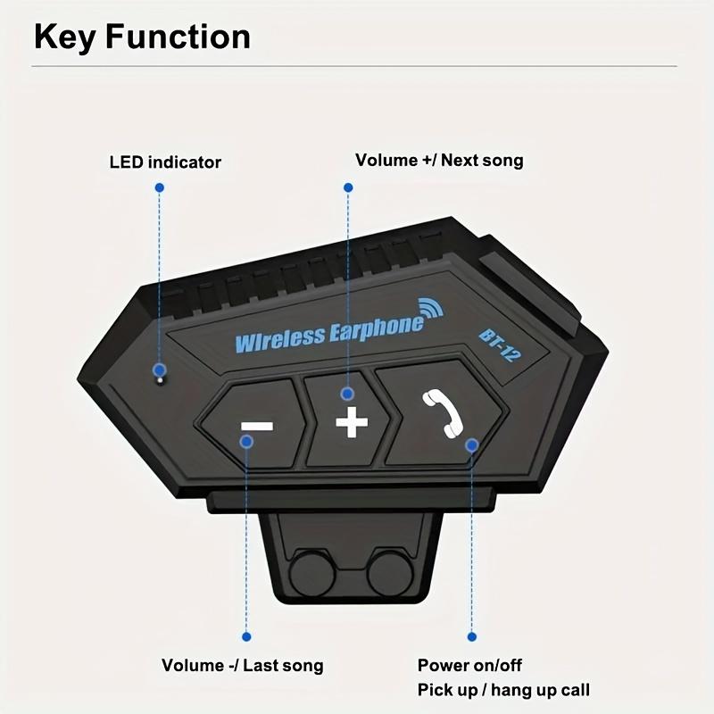 Interphone Bluetooth pour moto 500mAh Longue autonomie Système de communication BT12