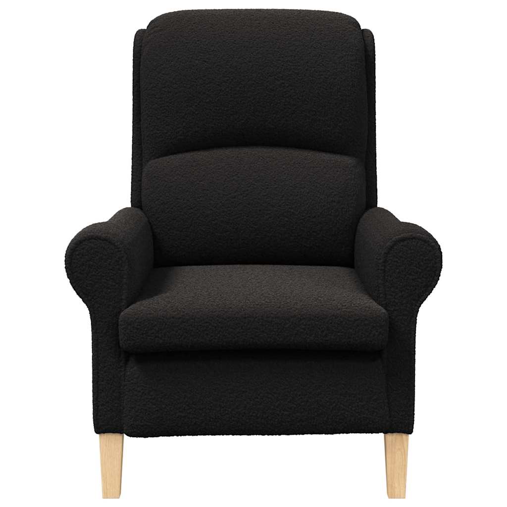 Armchair Black Soft Sherpa Fabric