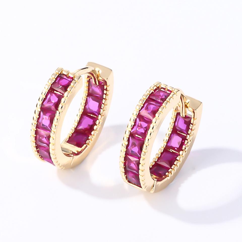 ZAKOL Geometric Square Colorful Zircon Hoop Earrings for Women Girls Fashion Minimalist Ear Accessories Shiny Crystal Zircon