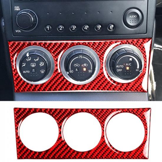 Red Carbon Fiber Interior Climate Console Cover Trim Fits Nissan 350Z 2003-2005