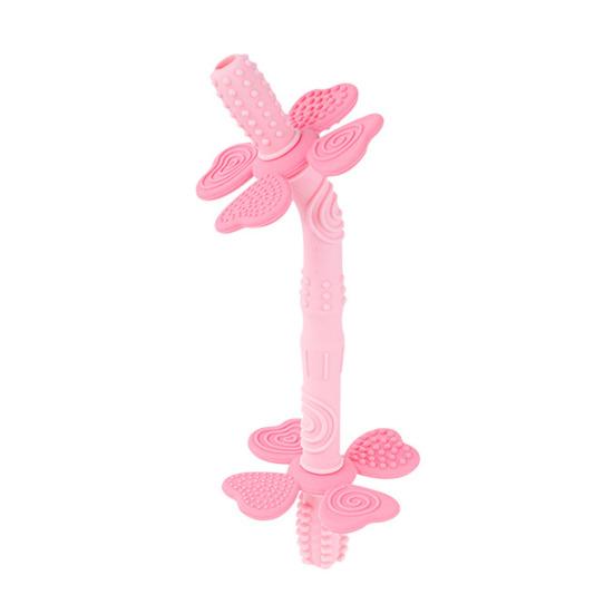 

Baby Teething Toys Four-Leaf Clover Shape Silicone Teether Gum Massage Lightweight Baby Chew Toy for Sleep Travel розовый