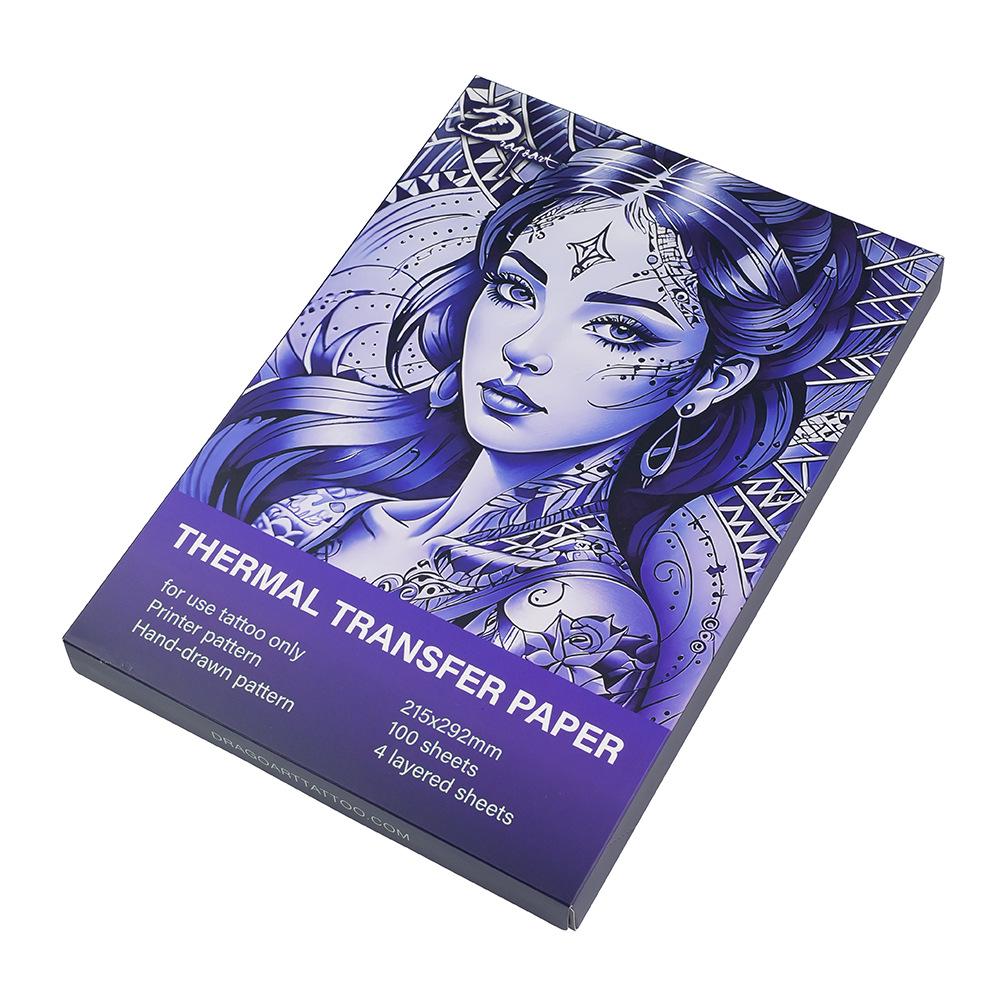 Dragon Art Hand-Drawn Tattoo Transfer Paper - 4-Ply Thermal Sheets, 100 Sheets/Box