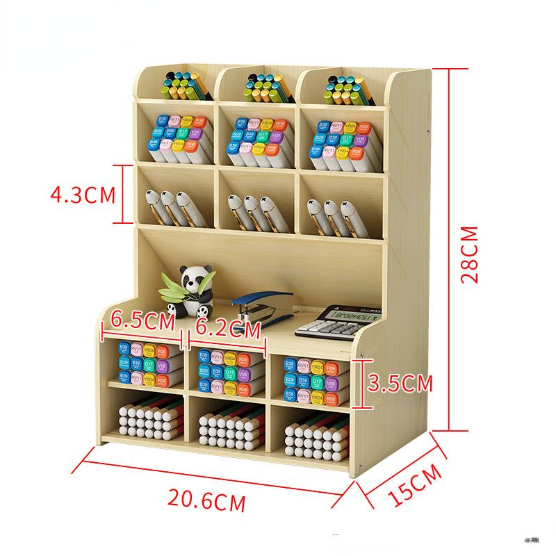 

Wooden Pen Holder Desk Organizer Office Storage Box with Large Capacity and Multiple Compartments for Stationery Office Supplies