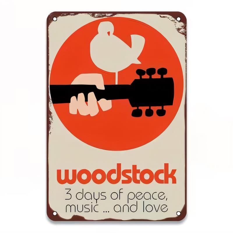Blechschild Woodstock Tage des Friedens Musik und Liebe Vintage Retro Poster Metall Wandkunst für Zuhause Bar Garage Man Cave Dekoration Geschenk