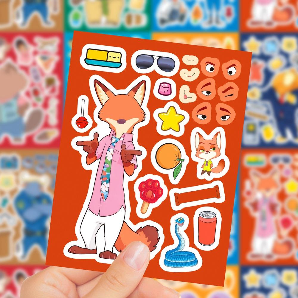 Disney Aesthetic Face Making Zootopia 2 Sheets Stickers DIY Kids Toys Kids Jigsaw Puzzles Party Decoration Reward Gifts