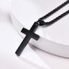 Plain Cross Necklace for Men, Silver Black Gold Color Stainless Steel Simple Cross Pendant Necklace Collar