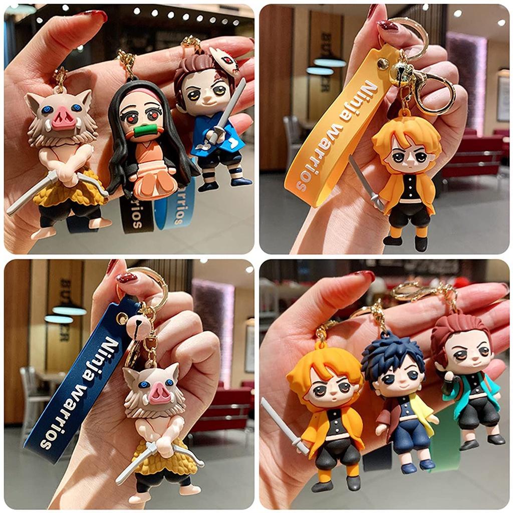 Japan Anime Demon Slayer Keychain With Figure Pendant Key Ring Party Gifts